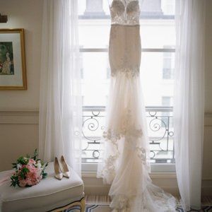 Netta Benshabu Ivory Custom Made Modern Wedding Dr